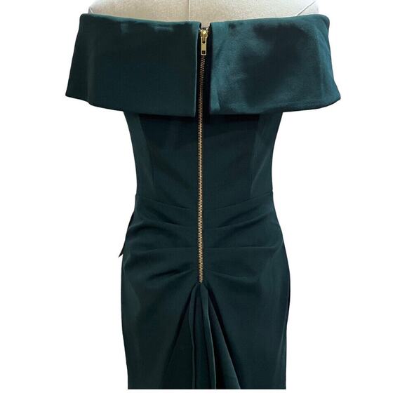 Betsy & Adam Off The Shoulder Pine Green Ruffle Bow Back Gown New Sz 8 USA - Picture 10 of 16